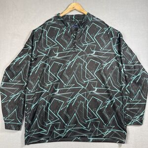 USA Palm Mens XXL Infinity Golf 1/4 Zip Pullover Shirt Black Teal Geometric 2XL